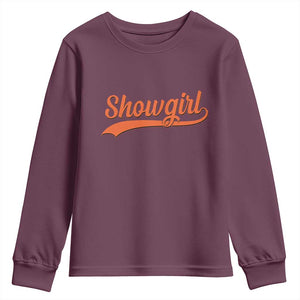 Showgirl Youth Sweatshirt Varsity Script Vintage Sports Jersey Style TS10 Maroon Print Your Wear