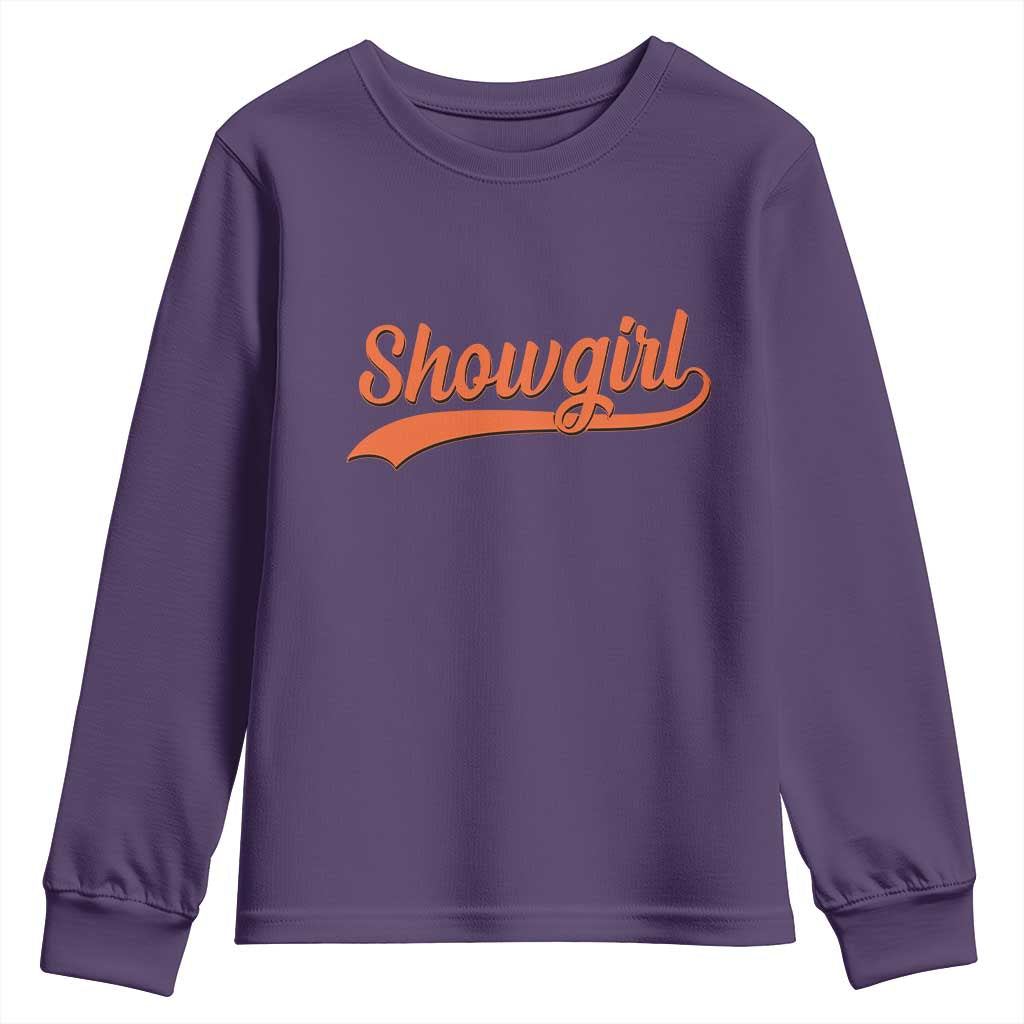 Showgirl Youth Sweatshirt Varsity Script Vintage Sports Jersey Style TS10 Purple Print Your Wear