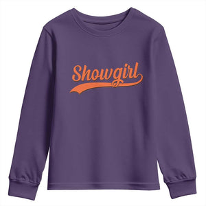 Showgirl Youth Sweatshirt Varsity Script Vintage Sports Jersey Style TS10 Purple Print Your Wear