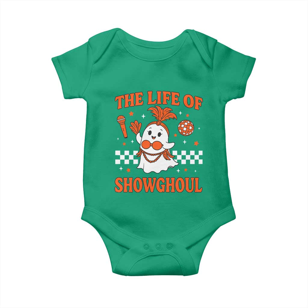 Funny Halloween Costume Showgirl Baby Onesie The Life of A Showghoul Cute Ghost TS10 Irish Green Print Your Wear