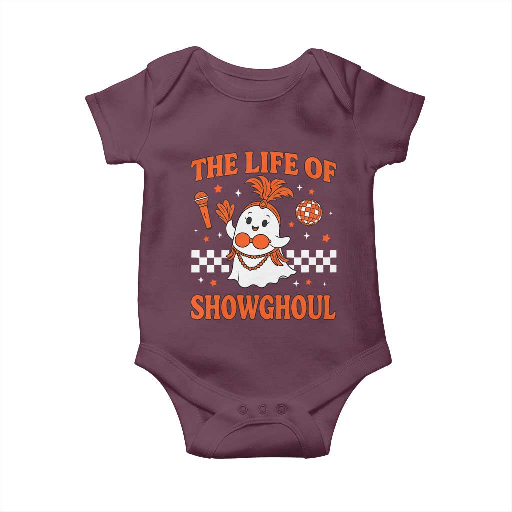 Funny Halloween Costume Showgirl Baby Onesie The Life of A Showghoul Cute Ghost TS10 Maroon Print Your Wear