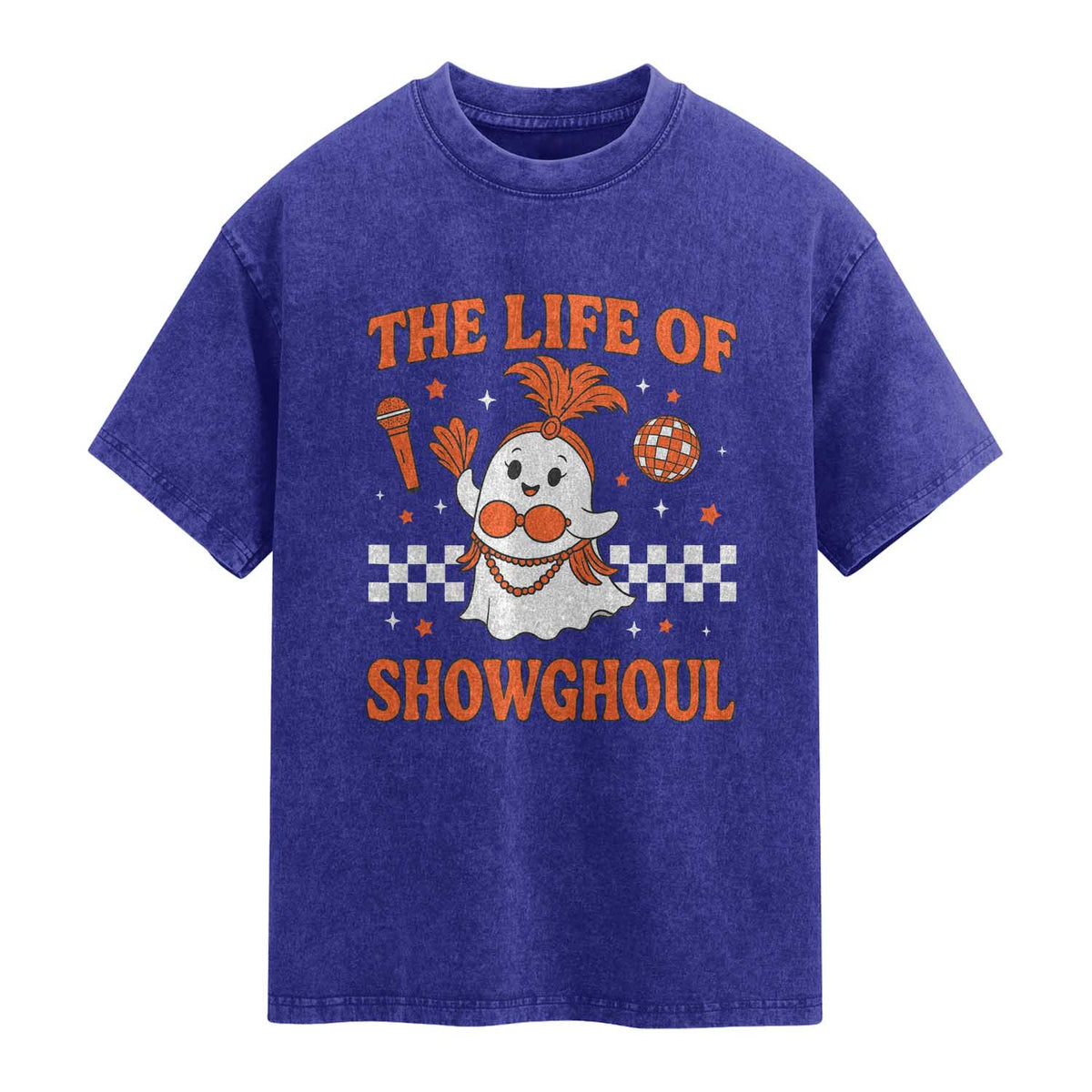 Funny Halloween Costume Showgirl Washed Cotton T-Shirt The Life of A Showghoul Cute Ghost