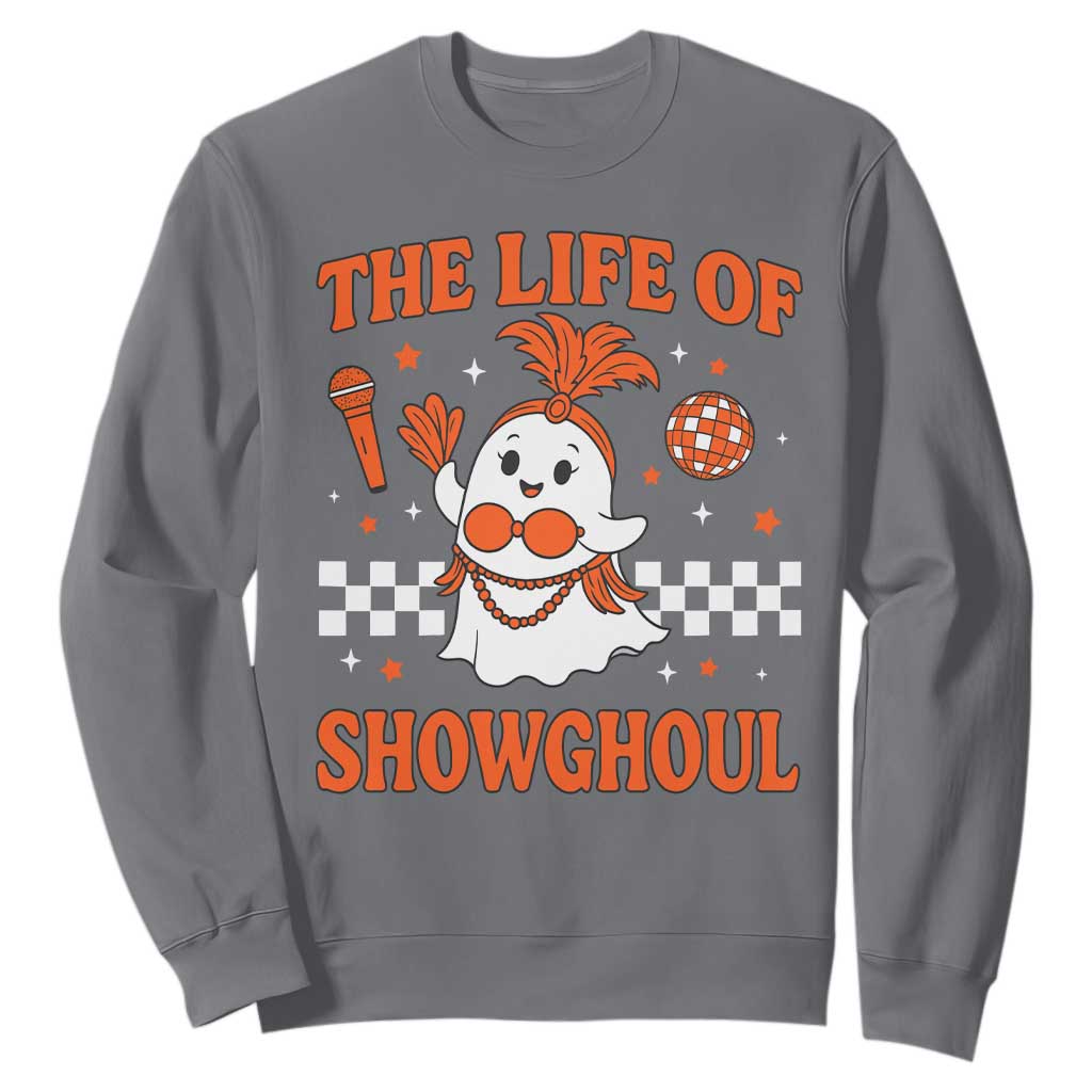 Funny Halloween Costume Showgirl Sweatshirt The Life of A Showghoul Cute Ghost TS10 Charcoal Print Your Wear