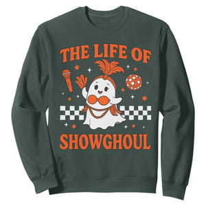 Funny Halloween Costume Showgirl Sweatshirt The Life of A Showghoul Cute Ghost TS10 Dark Forest Green Print Your Wear
