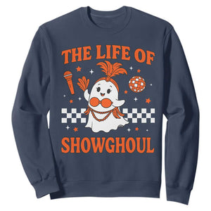 Funny Halloween Costume Showgirl Sweatshirt The Life of A Showghoul Cute Ghost TS10 Navy Print Your Wear