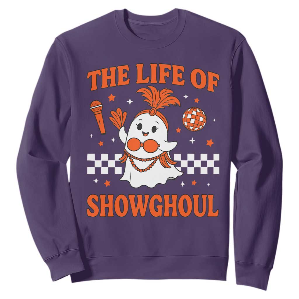 Funny Halloween Costume Showgirl Sweatshirt The Life of A Showghoul Cute Ghost TS10 Purple Print Your Wear