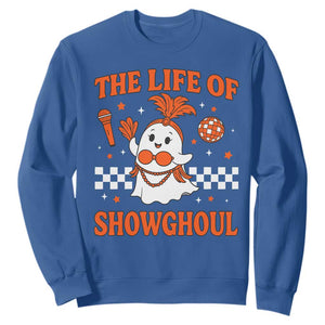 Funny Halloween Costume Showgirl Sweatshirt The Life of A Showghoul Cute Ghost TS10 Royal Blue Print Your Wear