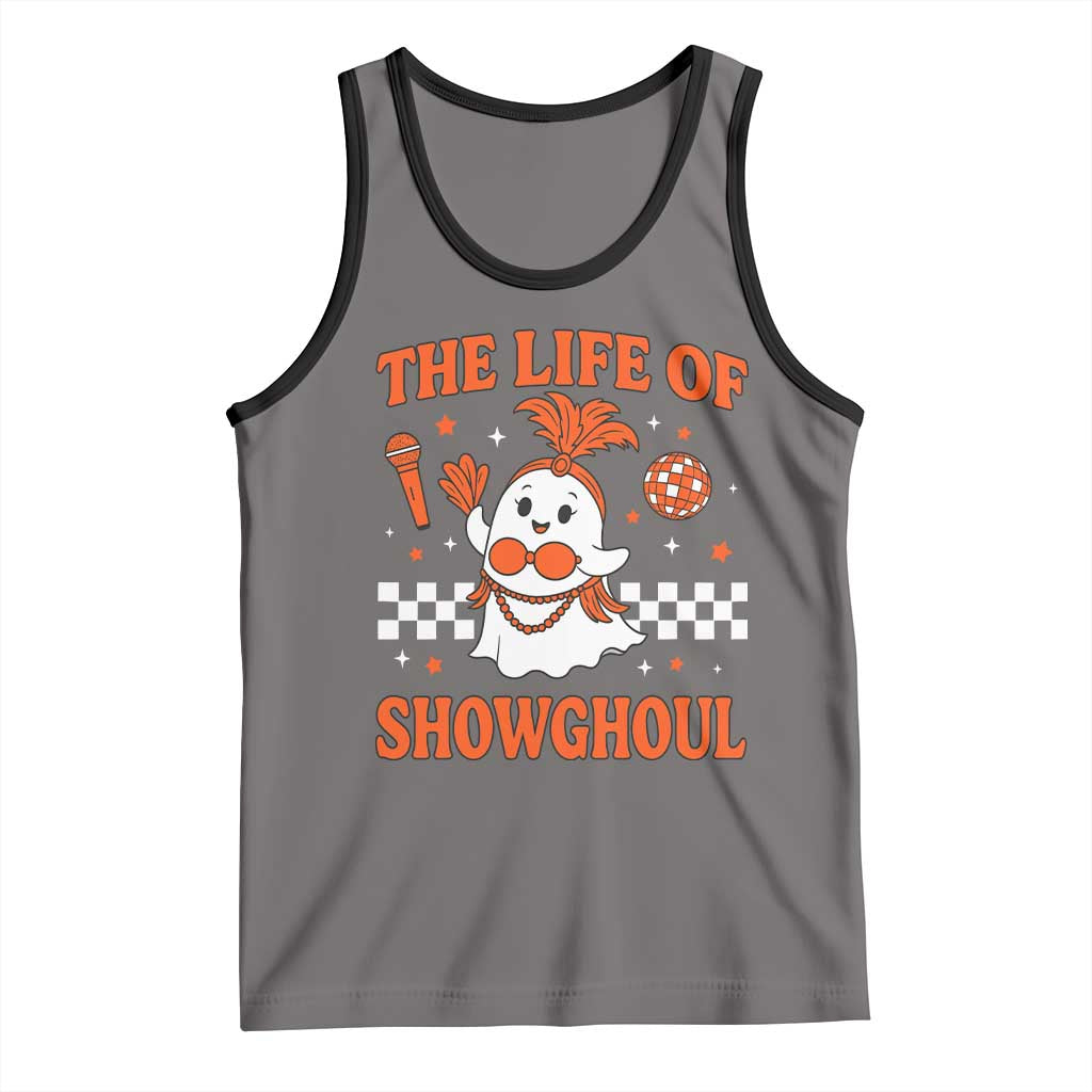 Funny Halloween Costume Showgirl Tank Top The Life of A Showghoul Cute Ghost TS10 Deep Heather Black Print Your Wear
