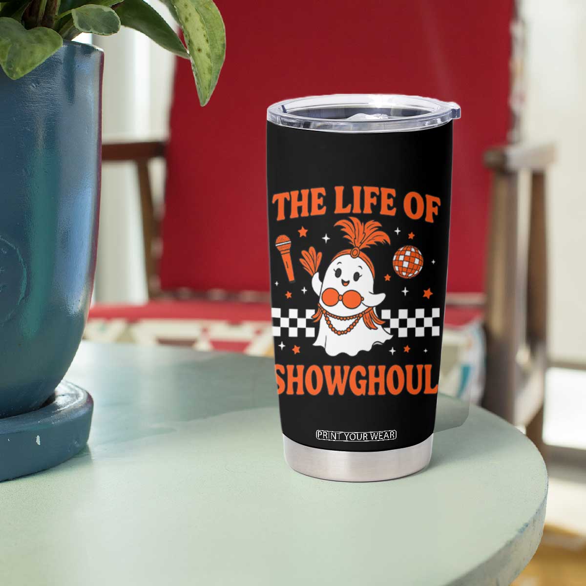 Funny Halloween Costume Showgirl Tumbler Cup The Life of A Showghoul Cute Ghost TS10 Print Your Wear