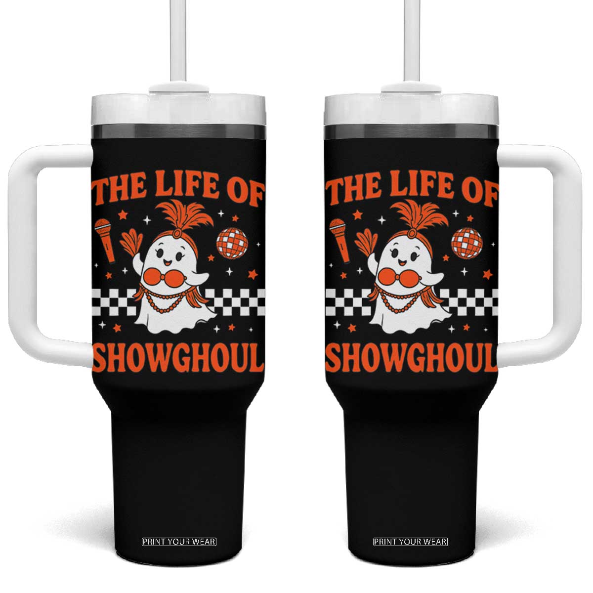 Funny Halloween Costume Showgirl Tumbler With Handle The Life of A Showghoul Cute Ghost TS10 One Size: 40 oz Black Print Your Wear