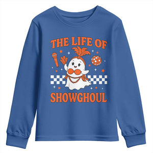 Funny Halloween Costume Showgirl Youth Sweatshirt The Life of A Showghoul Cute Ghost TS10 Royal Blue Print Your Wear