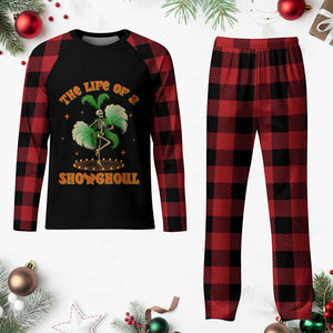 Funny Halloween Costume Showgirl Plaid Pajama Set The Life of A Showghoul Slay Skeleton Girl TS10 Buffalo Plaid Print Your Wear