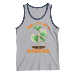 Funny Halloween Costume Showgirl Tank Top The Life of A Showghoul Slay Skeleton Girl TS10 Athletic Heather Navy Print Your Wear