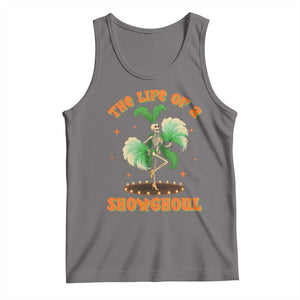 Funny Halloween Costume Showgirl Tank Top The Life of A Showghoul Slay Skeleton Girl TS10 Deep Heather Print Your Wear
