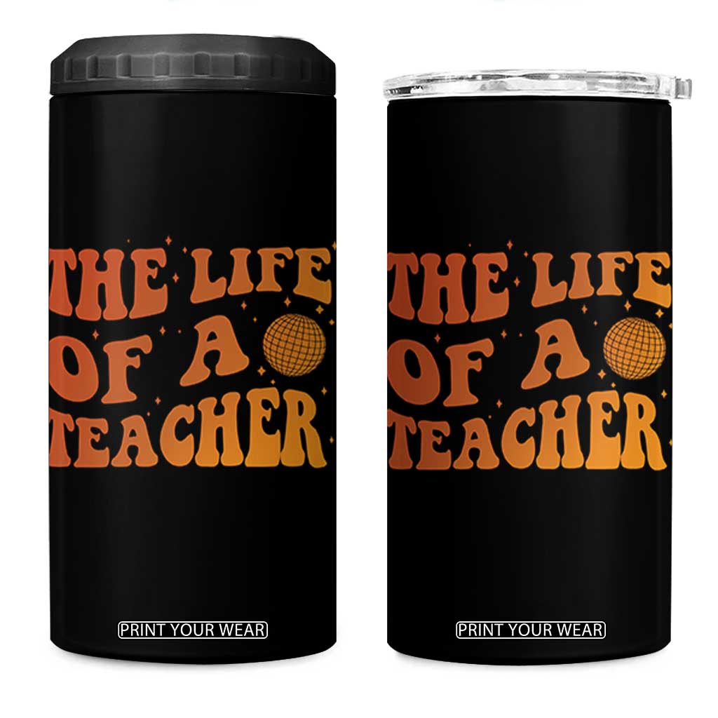 The Life Of A Teacher 4 in 1 Can Cooler Tumbler In My Teacher Era Concert TS10 One Size: 16 oz Black Print Your Wear
