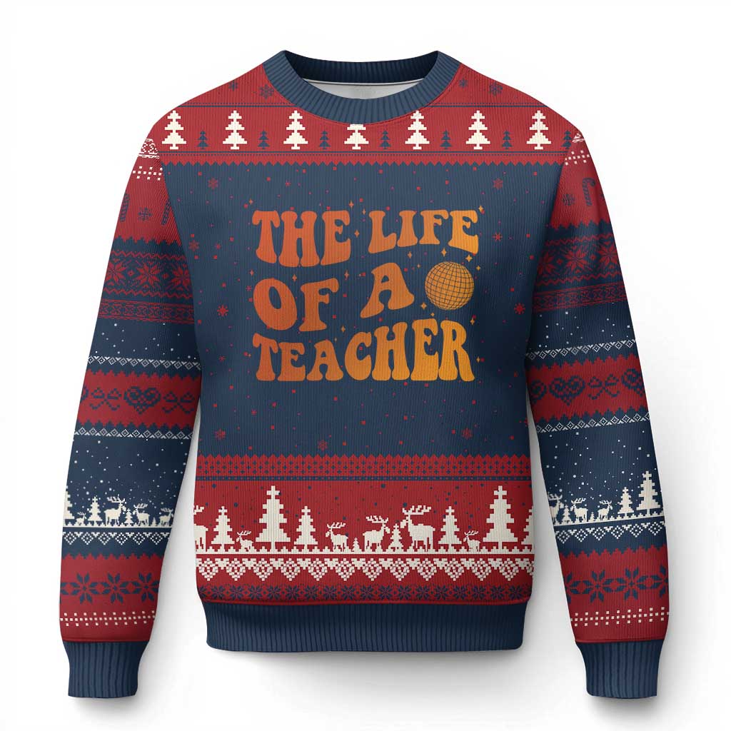 The Life Of A Teacher Ugly Christmas Sweater In My Teacher Era Concert TS10 Navy Red Print Your Wear