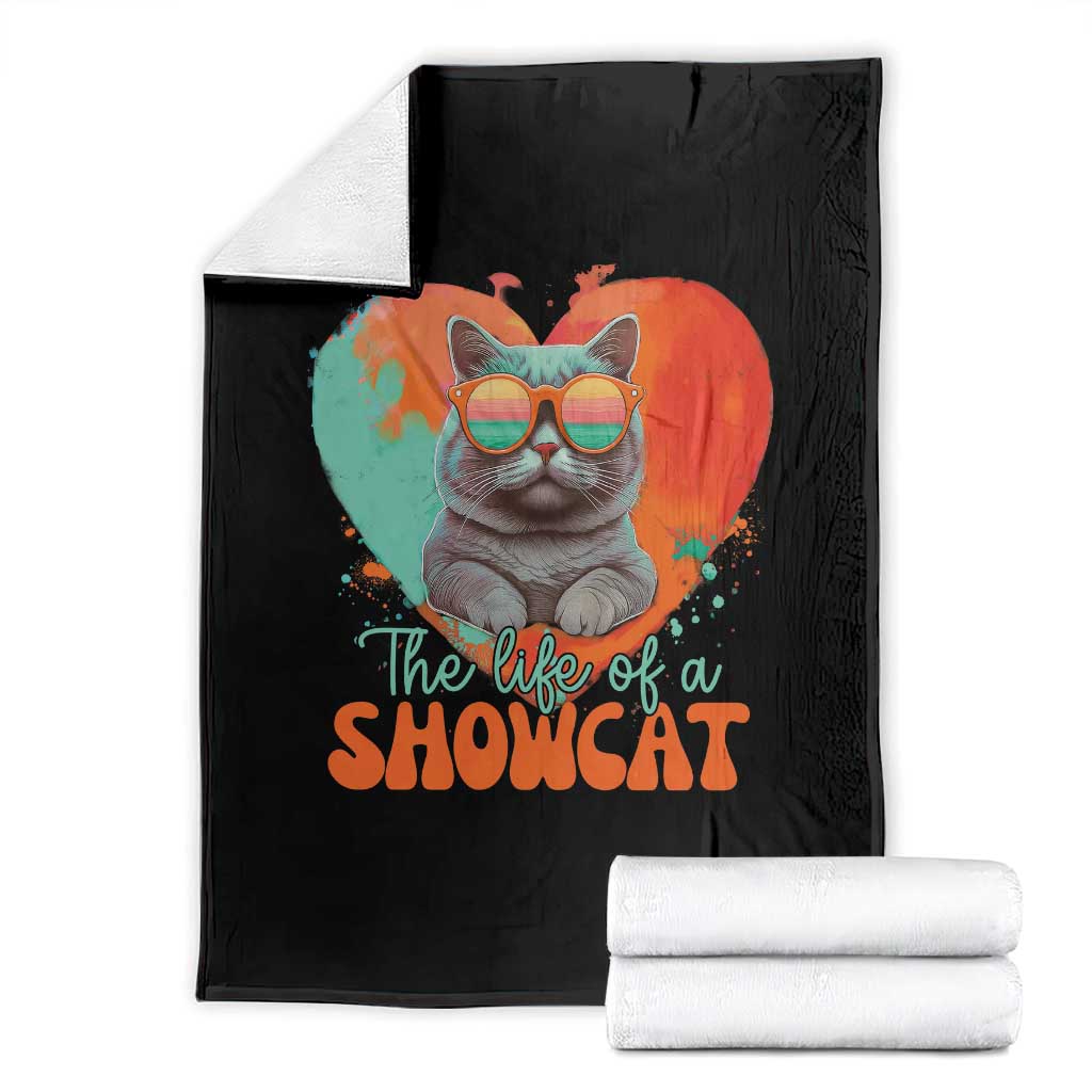 The Life Of A Showcat Throw Blanket Funny Cat Showgirl Era Heart Shape TS10 Black Print Your Wear