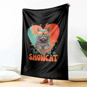 The Life Of A Showcat Throw Blanket Funny Cat Showgirl Era Heart Shape TS10 Print Your Wear