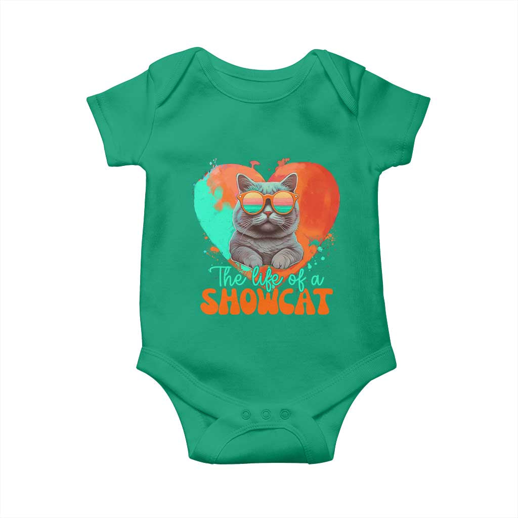 The Life Of A Showcat Baby Onesie Funny Cat Showgirl Era Heart Shape TS10 Irish Green Print Your Wear