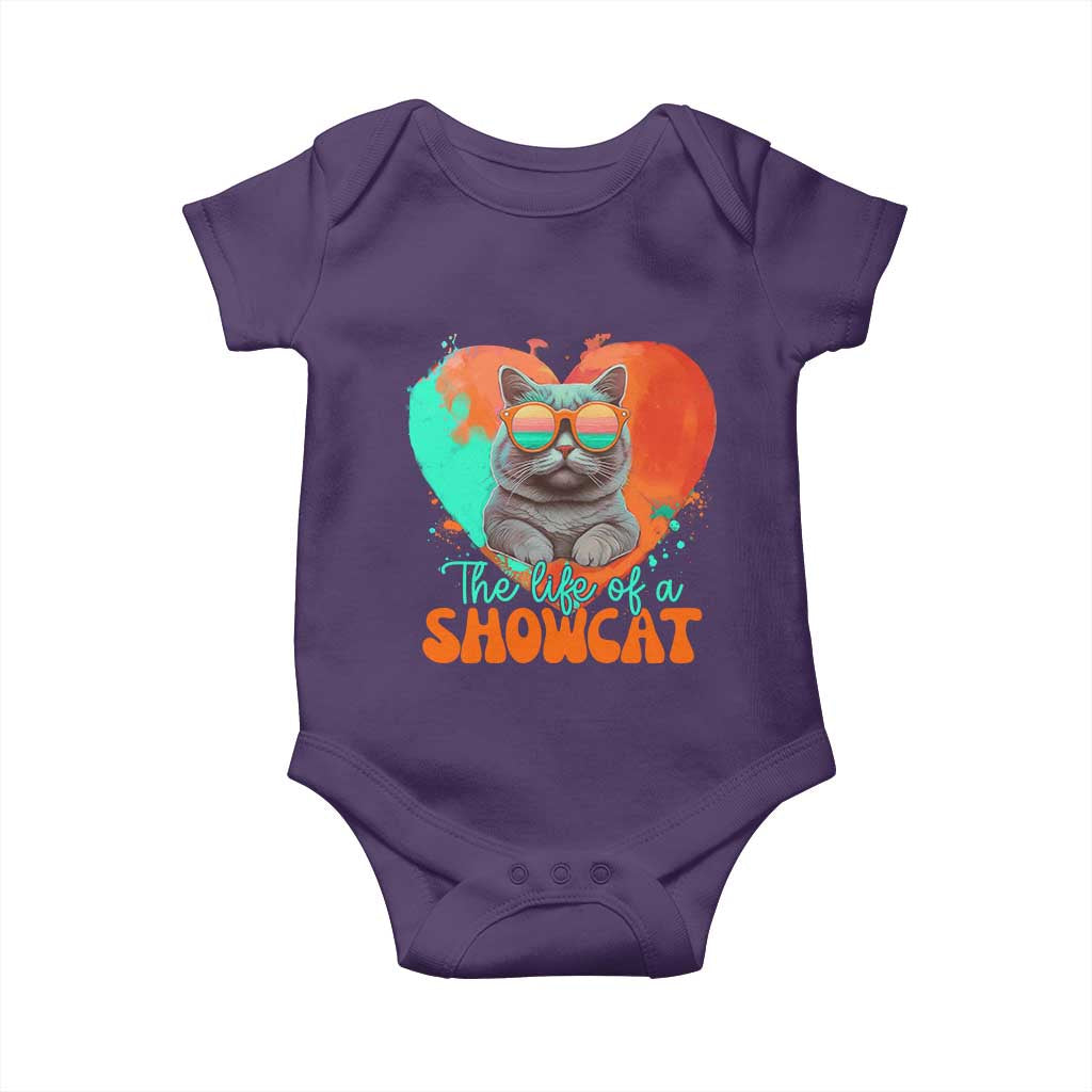 The Life Of A Showcat Baby Onesie Funny Cat Showgirl Era Heart Shape TS10 Purple Print Your Wear
