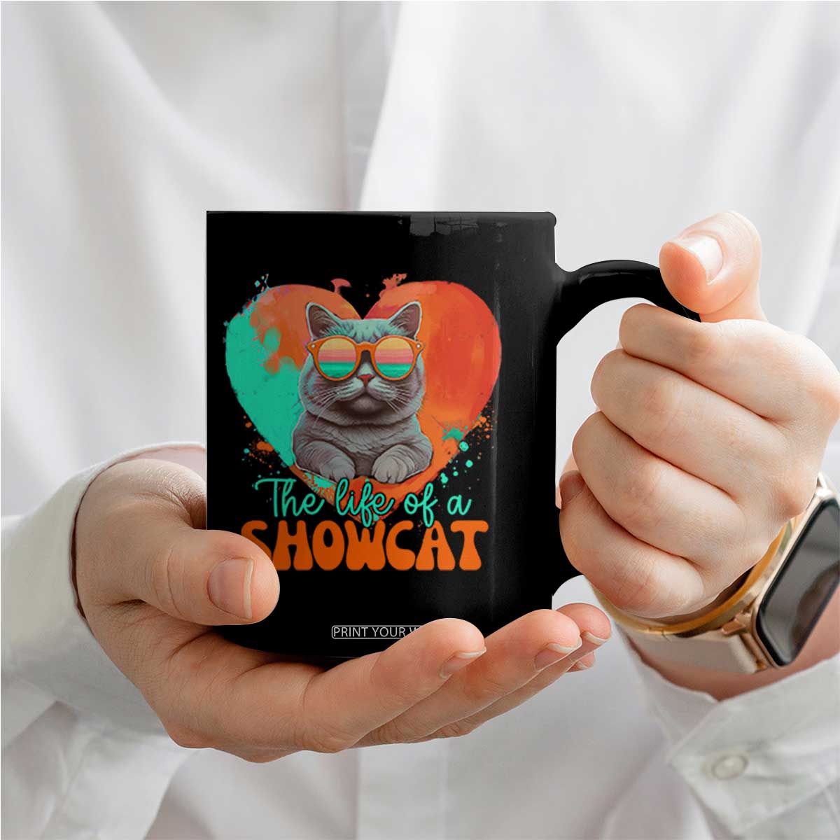 The Life Of A Showcat Coffee Mug Funny Cat Showgirl Era Heart Shape TS10 Print Your Wear