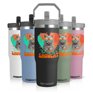 The Life Of A Showcat Flip Straw Tumbler Funny Cat Showgirl Era Heart Shape TS10 Print Your Wear