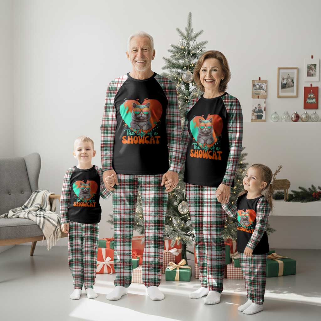 The Life Of A Showcat Plaid Pajama Set Funny Cat Showgirl Era Heart Shape TS10 Christmas Plaid Print Your Wear