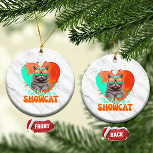 The Life Of A Showcat Ceramic Ornament Funny Cat Showgirl Era Heart Shape TS10 1pc White Marble Print Your Wear