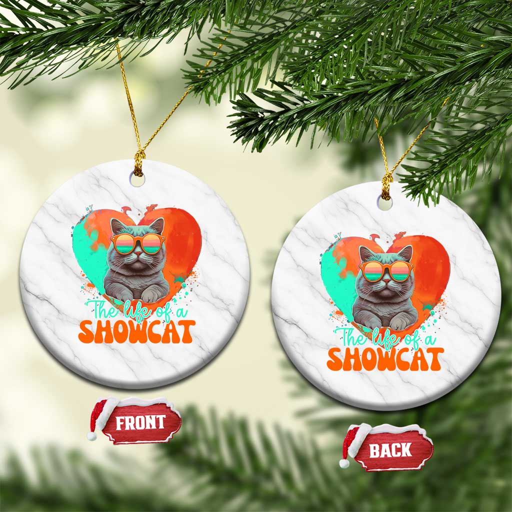 The Life Of A Showcat Ceramic Ornament Funny Cat Showgirl Era Heart Shape TS10 1pc White Marble Print Your Wear