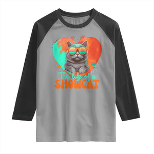 The Life Of A Showcat Raglan Shirt Funny Cat Showgirl Era Heart Shape TS10 Sport Gray Black Print Your Wear