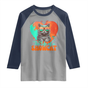 The Life Of A Showcat Raglan Shirt Funny Cat Showgirl Era Heart Shape TS10 Sport Gray Navy Print Your Wear
