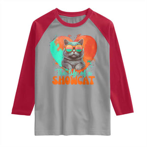 The Life Of A Showcat Raglan Shirt Funny Cat Showgirl Era Heart Shape TS10 Sport Gray Red Print Your Wear