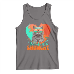 The Life Of A Showcat Tank Top Funny Cat Showgirl Era Heart Shape TS10 Deep Heather Print Your Wear