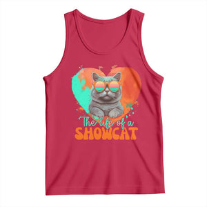 The Life Of A Showcat Tank Top Funny Cat Showgirl Era Heart Shape TS10 Red Print Your Wear