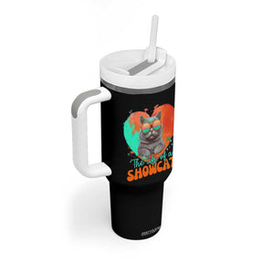 The Life Of A Showcat Tumbler With Handle Funny Cat Showgirl Era Heart Shape TS10 Print Your Wear