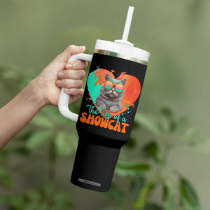 The Life Of A Showcat Tumbler With Handle Funny Cat Showgirl Era Heart Shape TS10 Print Your Wear