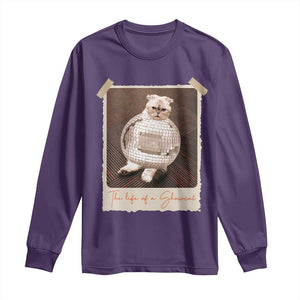 The Life Of A Showcat Long Sleeve Shirt Funny Vintage Photo Cat Era TS10 Purple Print Your Wear
