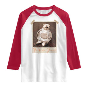 The Life Of A Showcat Raglan Shirt Funny Vintage Photo Cat Era TS10 White Red Print Your Wear