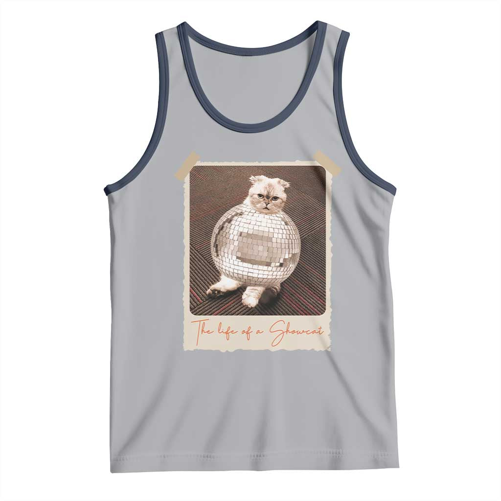 The Life Of A Showcat Tank Top Funny Vintage Photo Cat Era TS10 Athletic Heather Navy Print Your Wear