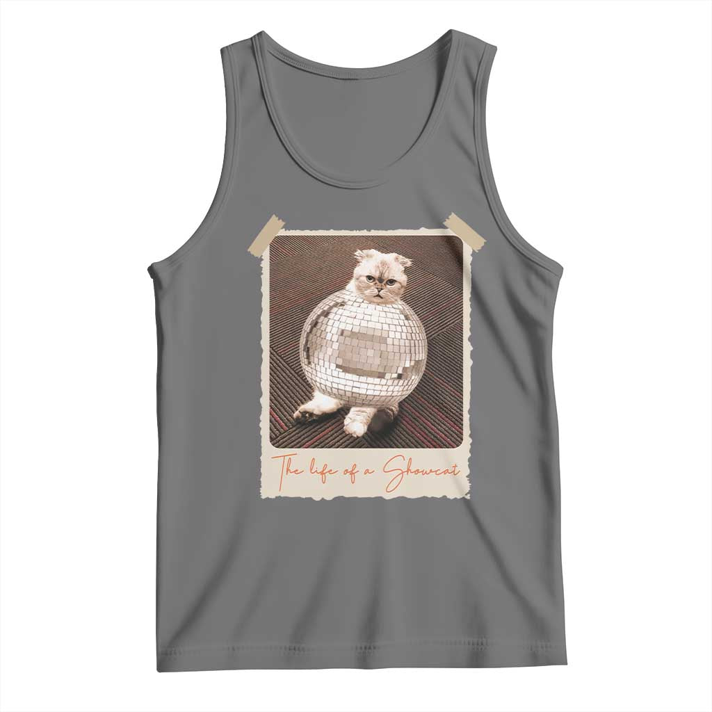 The Life Of A Showcat Tank Top Funny Vintage Photo Cat Era TS10 Black Heather Print Your Wear