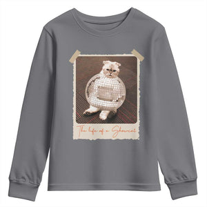 The Life Of A Showcat Youth Sweatshirt Funny Vintage Photo Cat Era TS10 Charcoal Print Your Wear