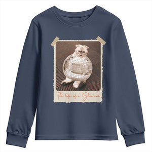The Life Of A Showcat Youth Sweatshirt Funny Vintage Photo Cat Era TS10 Navy Print Your Wear