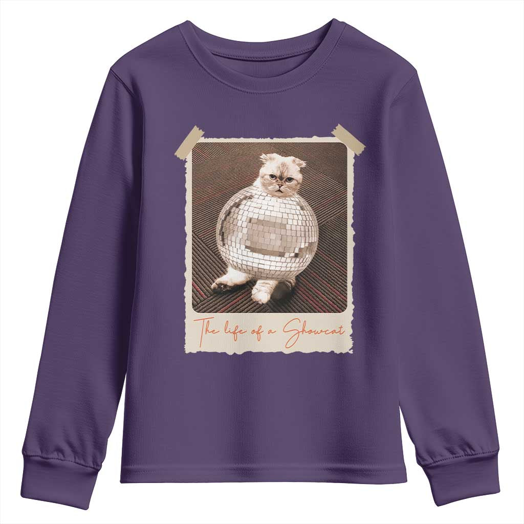 The Life Of A Showcat Youth Sweatshirt Funny Vintage Photo Cat Era TS10 Purple Print Your Wear