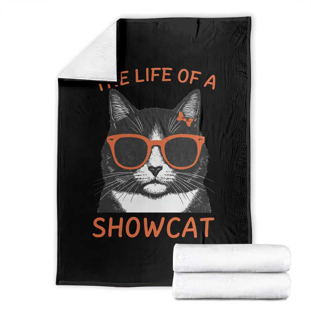 The Life Of A Showcat Throw Blanket Funny Cat Showgirl Era TS10 Black Print Your Wear