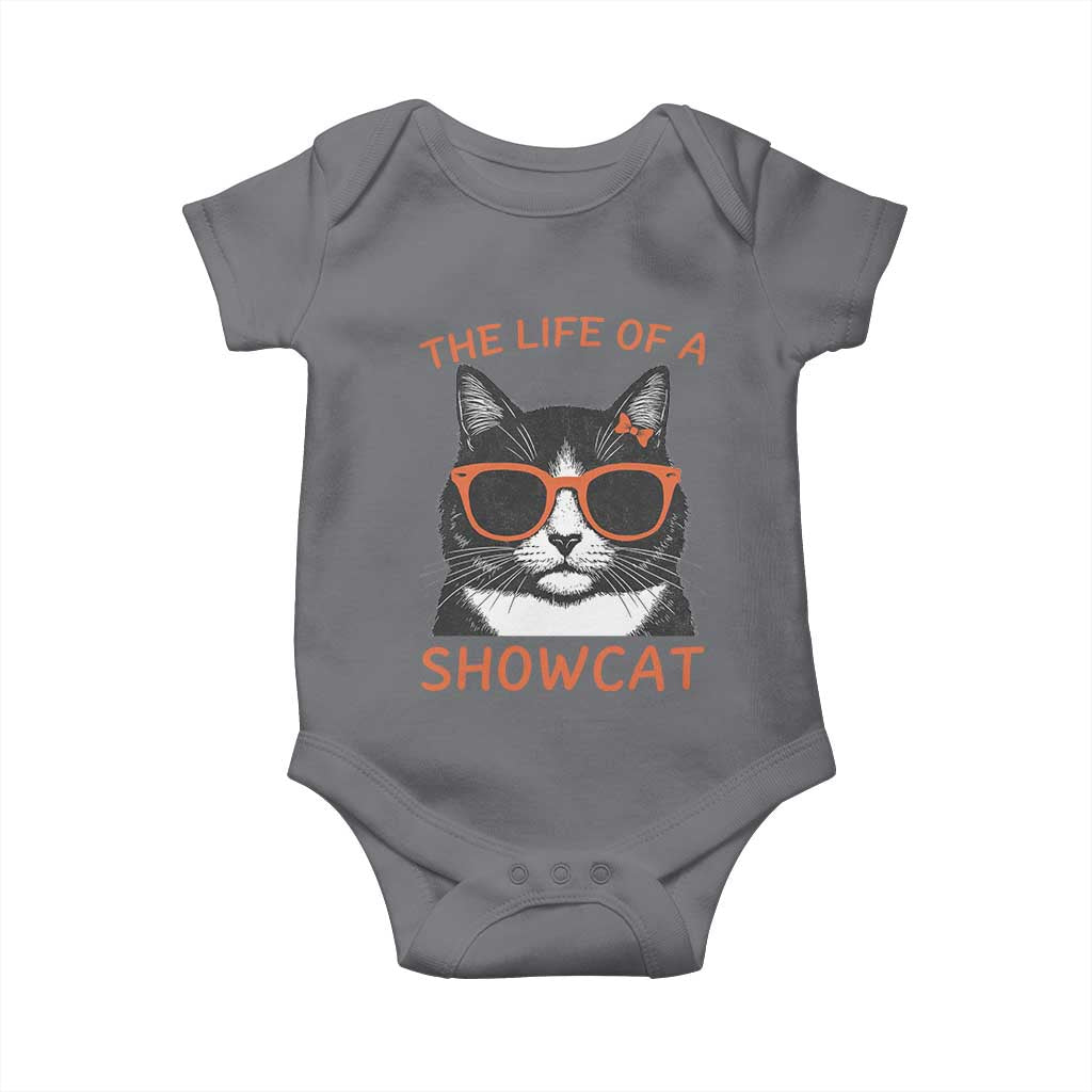 The Life Of A Showcat Baby Onesie Funny Cat Showgirl Era TS10 Charcoal Print Your Wear