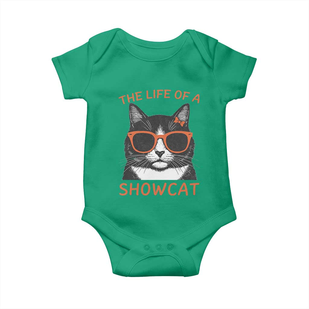 The Life Of A Showcat Baby Onesie Funny Cat Showgirl Era TS10 Irish Green Print Your Wear