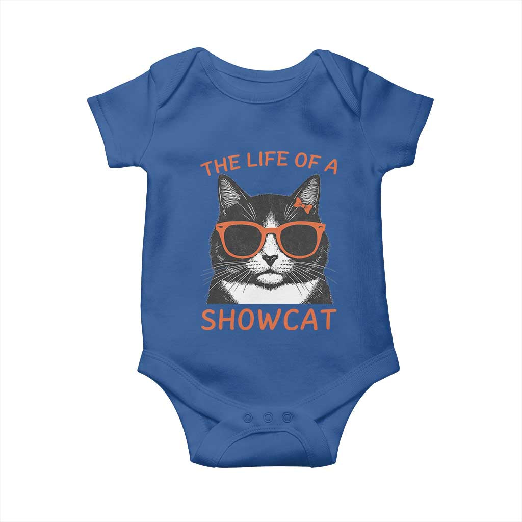 The Life Of A Showcat Baby Onesie Funny Cat Showgirl Era TS10 Royal Blue Print Your Wear