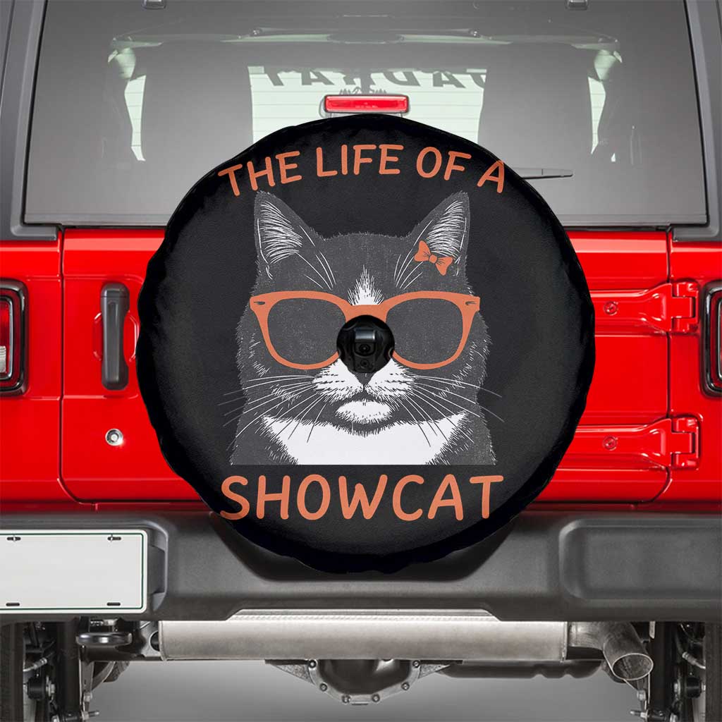 The Life Of A Showcat Spare Tire Cover Funny Cat Showgirl Era TS10 Black Print Your Wear