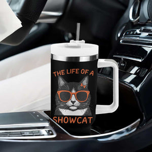 The Life Of A Showcat Tumbler With Handle Funny Cat Showgirl Era TS10 Print Your Wear