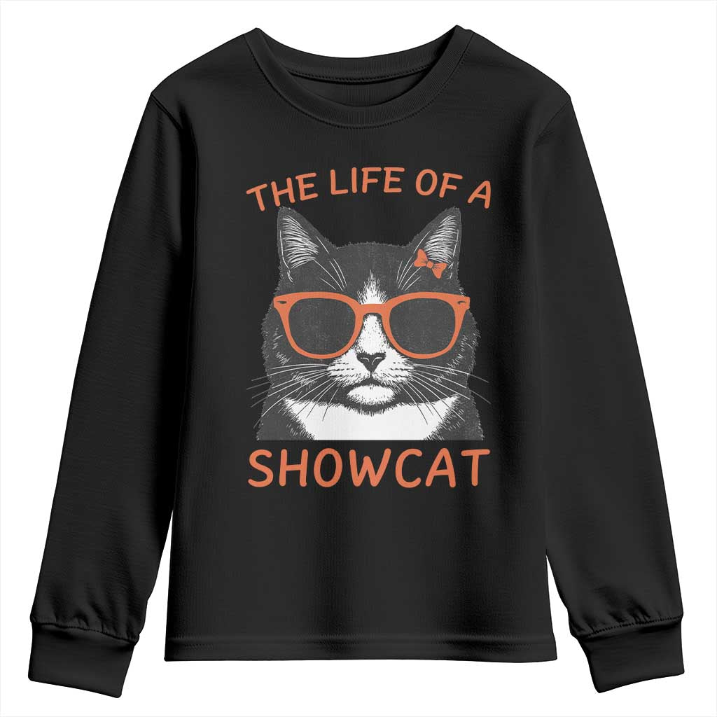 The Life Of A Showcat Youth Sweatshirt Funny Cat Showgirl Era TS10 Black Print Your Wear